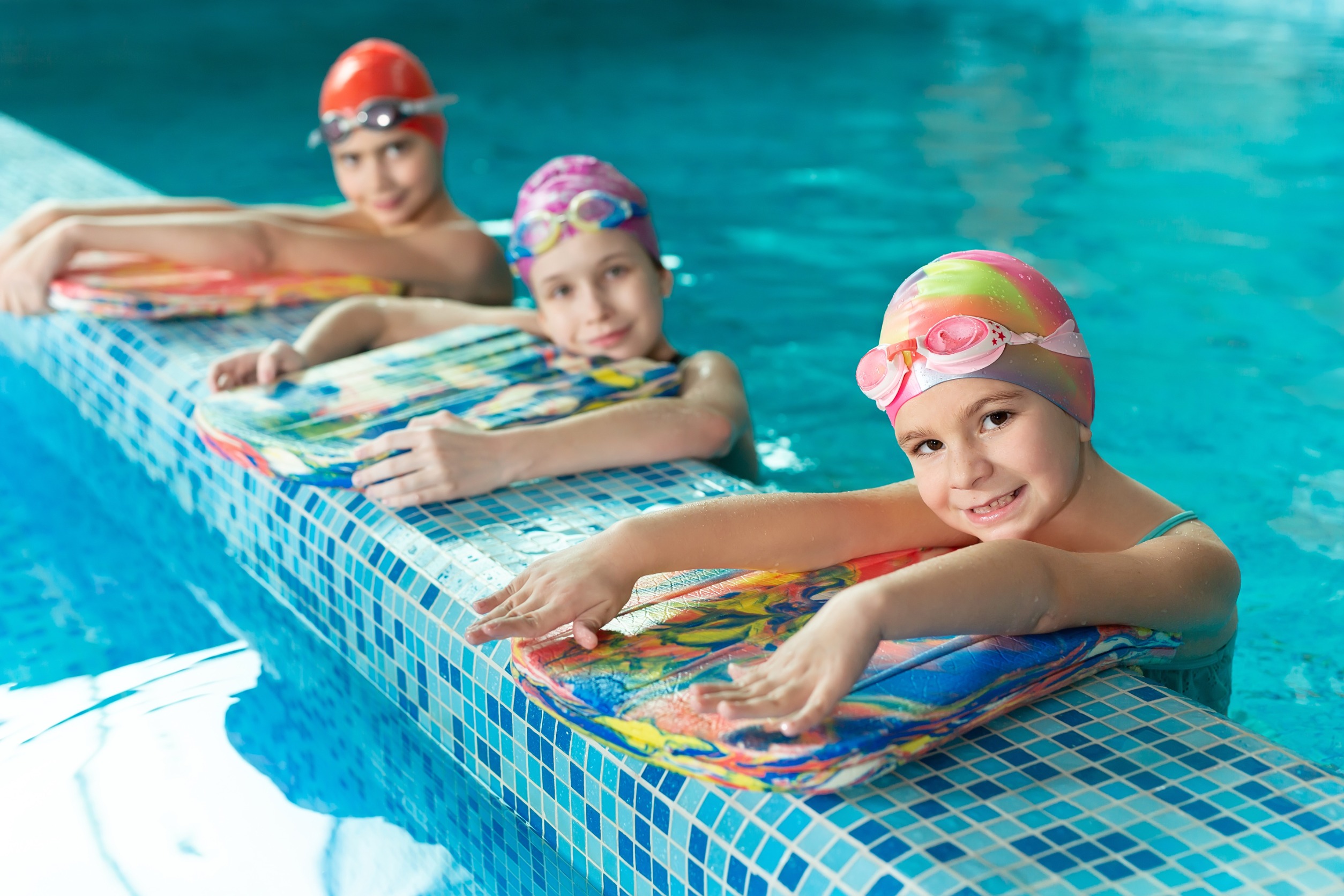Children in pool for swim lessons