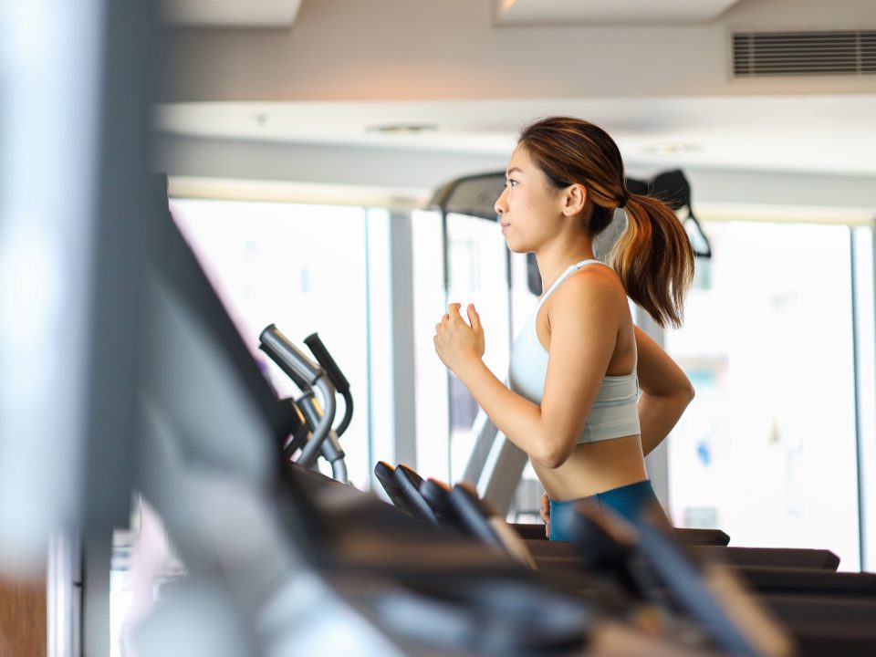 Woman running on treadmill