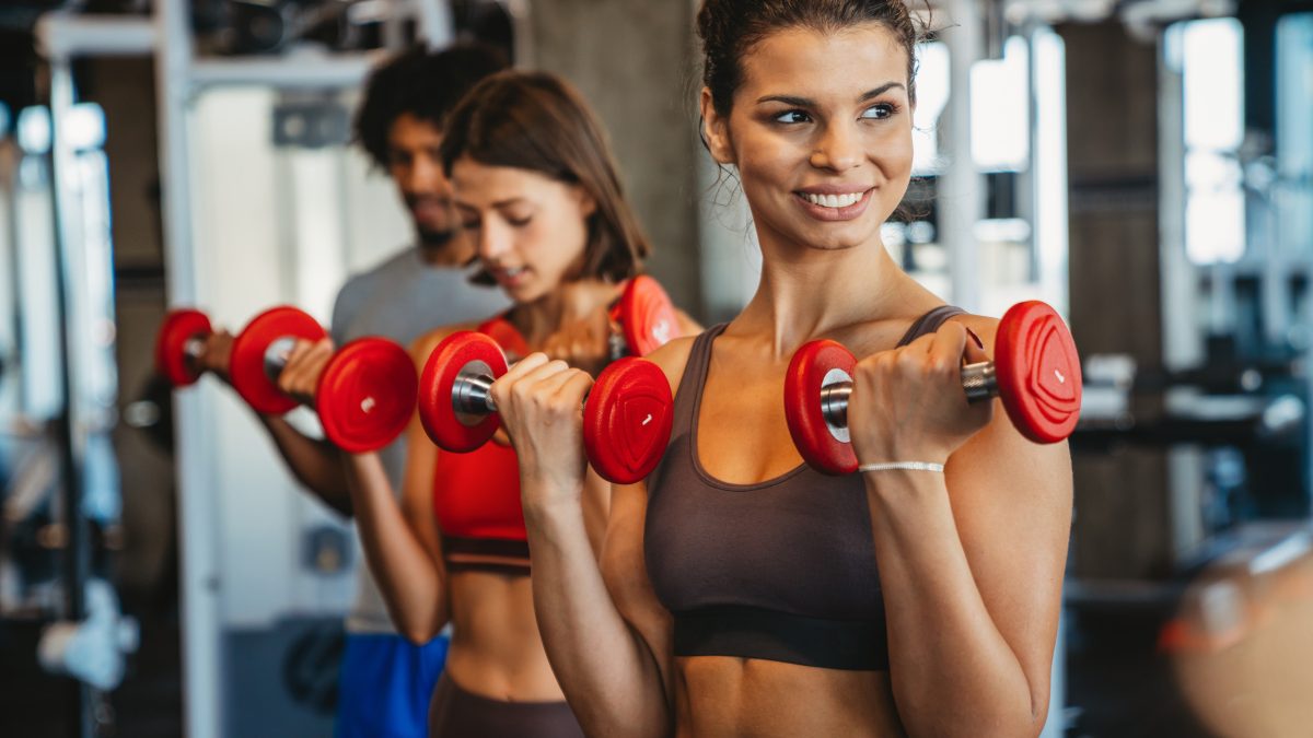 Woman in an exercise class